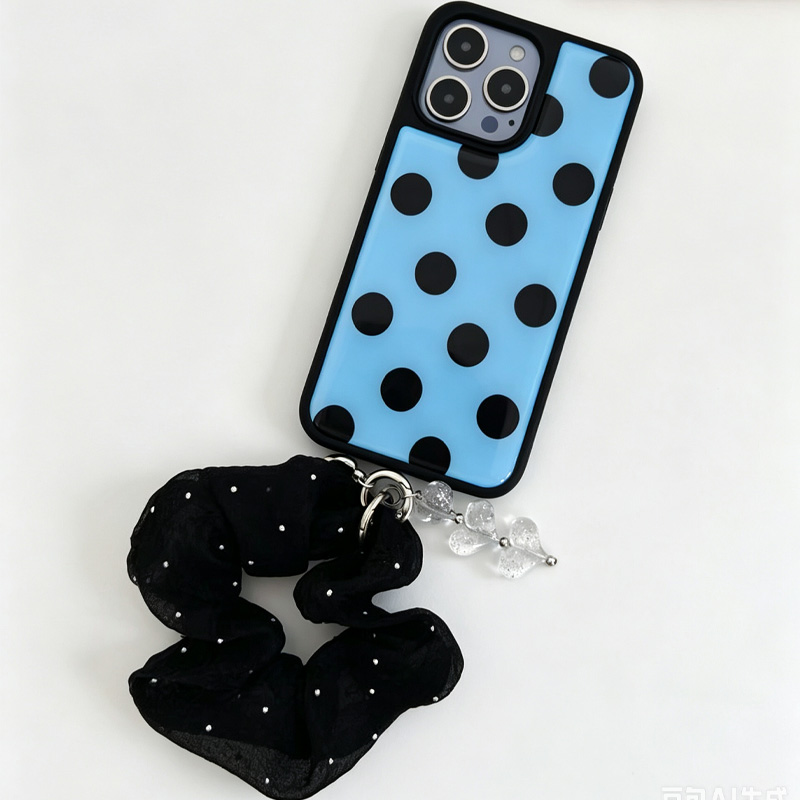 Blue Black Polka Dot Phone Cas - Phone Cases With Charms 评论和价格