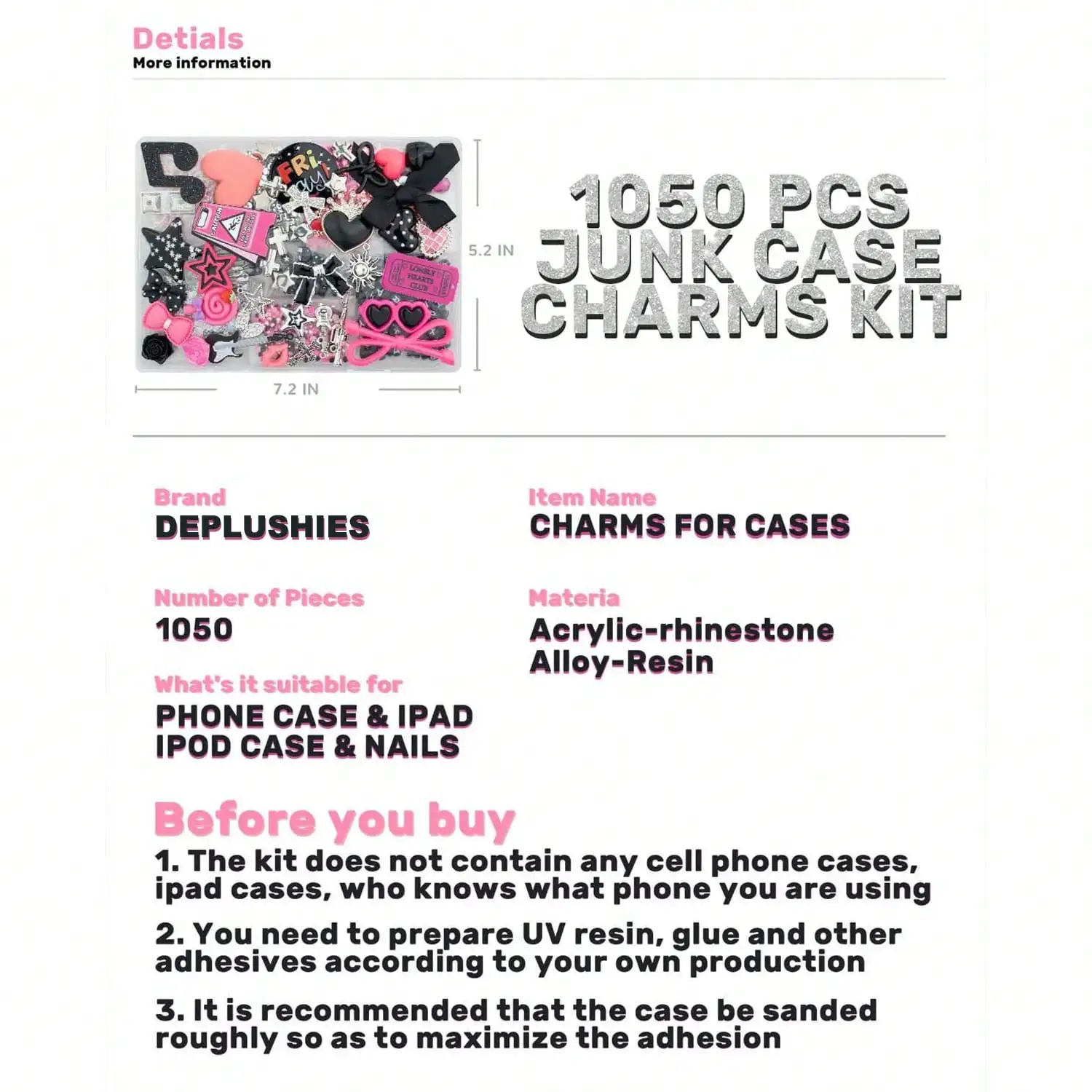 1050 Pcs Junk Phone Case Charm - Phone Cases With Charms 评论和价格