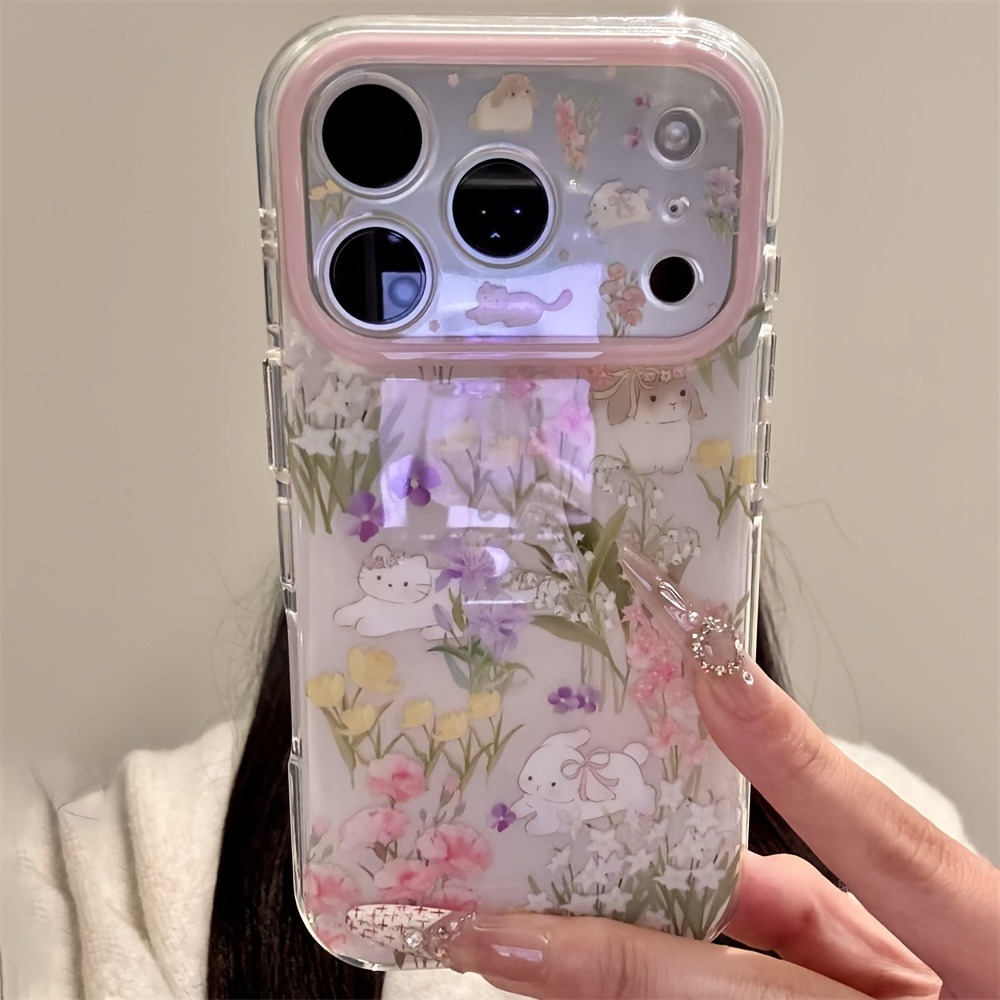 Cute Cat Colorful Flower Prote - Phone Cases With Charms 评论和价格