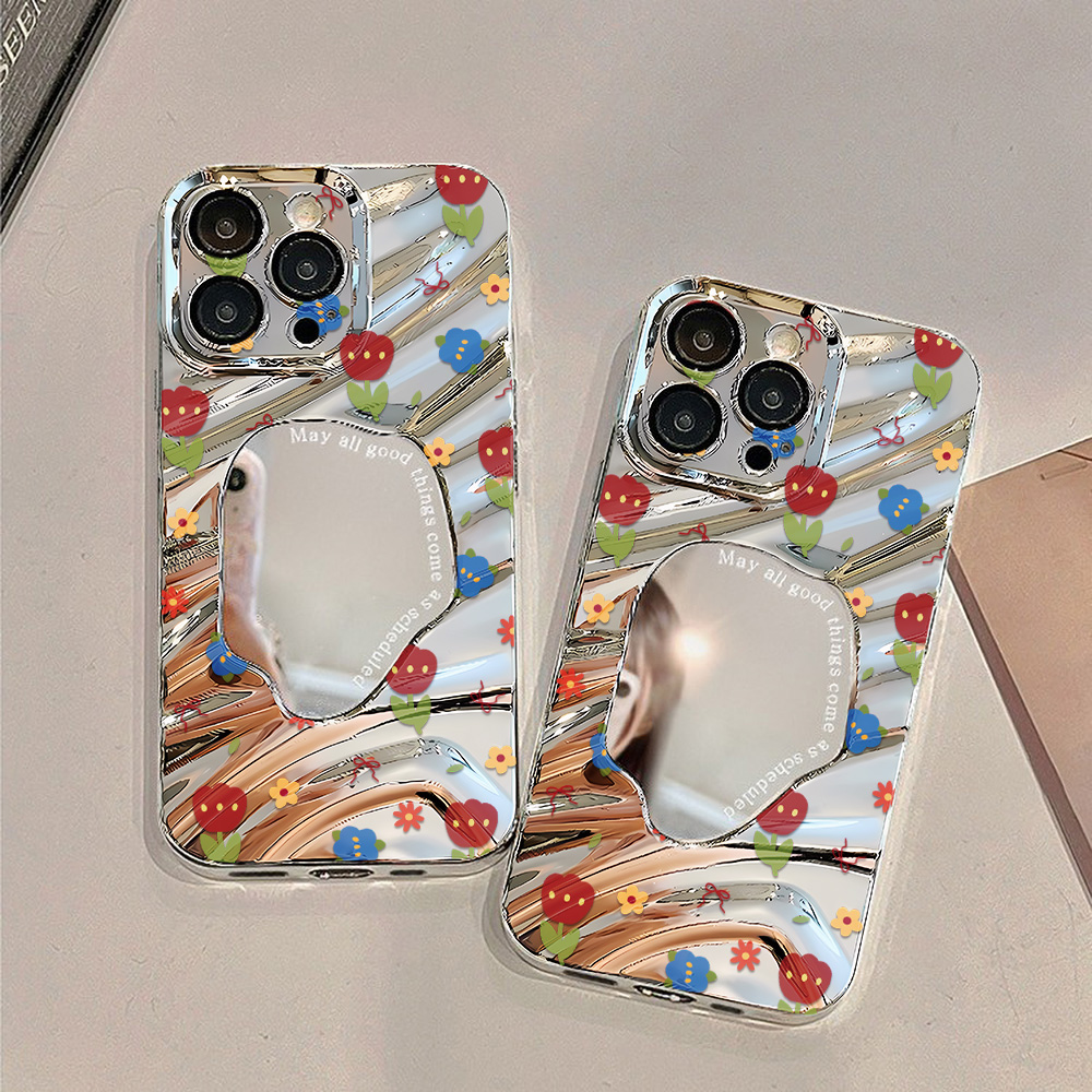 Silver Pattern Mirror Phone Ca - Phone Cases Girly 评论和价格