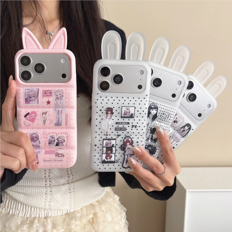 Japanese Y2K Cute Bunny Ear Ph - Phone Cases Girly 评论和价格